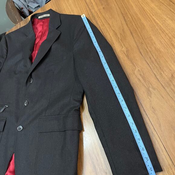 Riviera Red Blazer Size 42R Elbow Patches Wool Houndstooth Boston - Picture 10 of 11